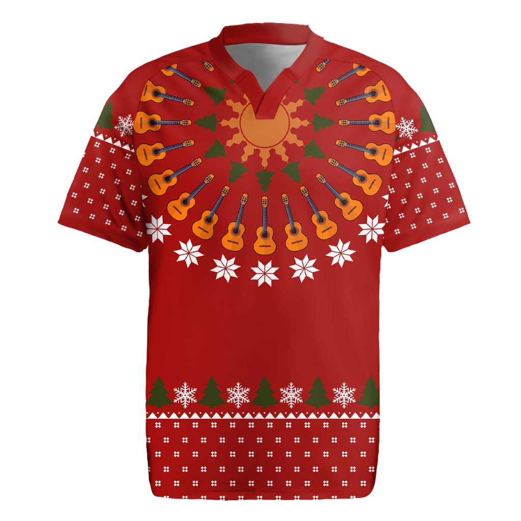Guitar Lover Christmas Rugby Jersey Xmas Holiday Patterns - Wonder Print Shop