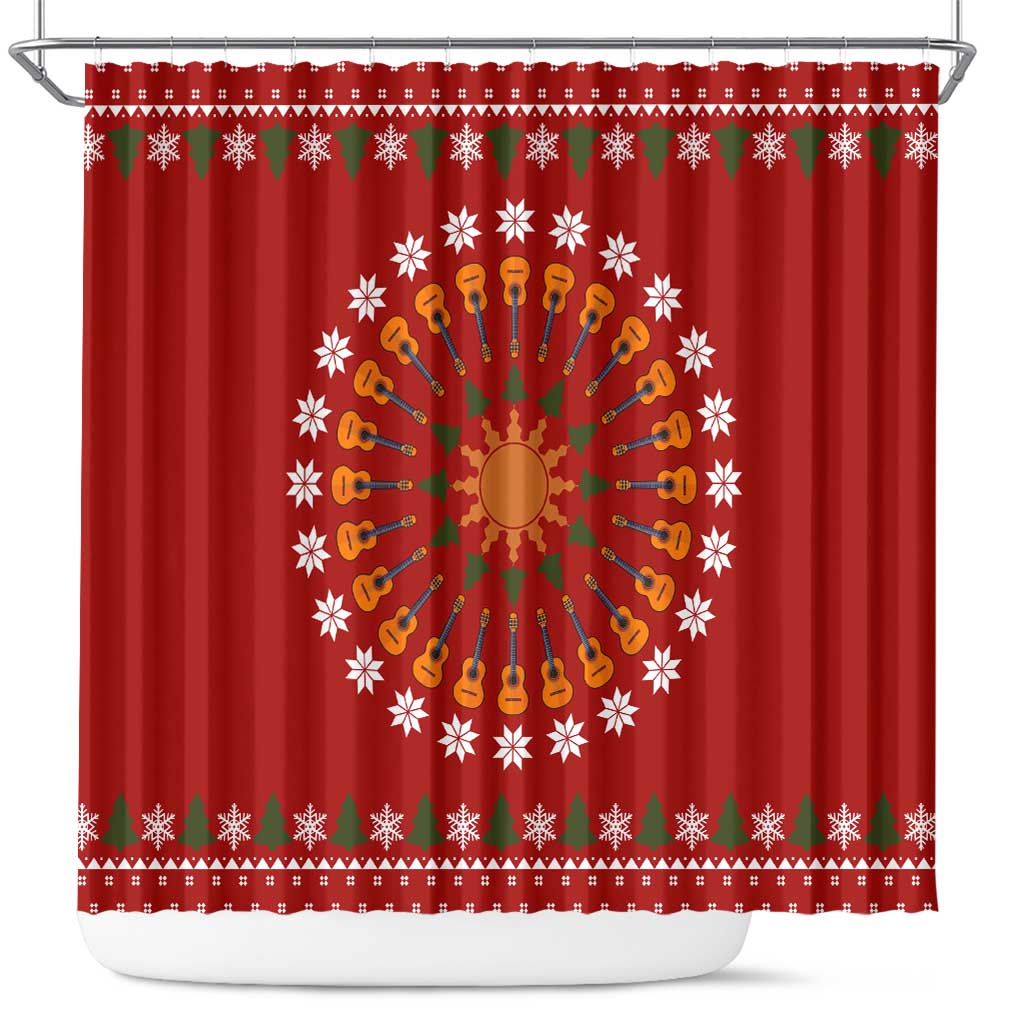 Guitar Lover Christmas Shower Curtain Xmas Holiday Patterns - Wonder Print Shop
