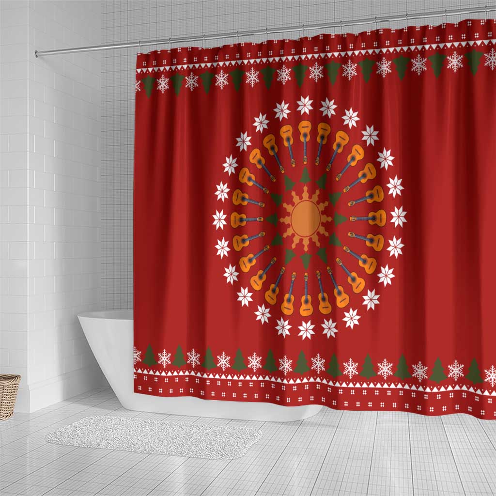 Guitar Lover Christmas Shower Curtain Xmas Holiday Patterns - Wonder Print Shop