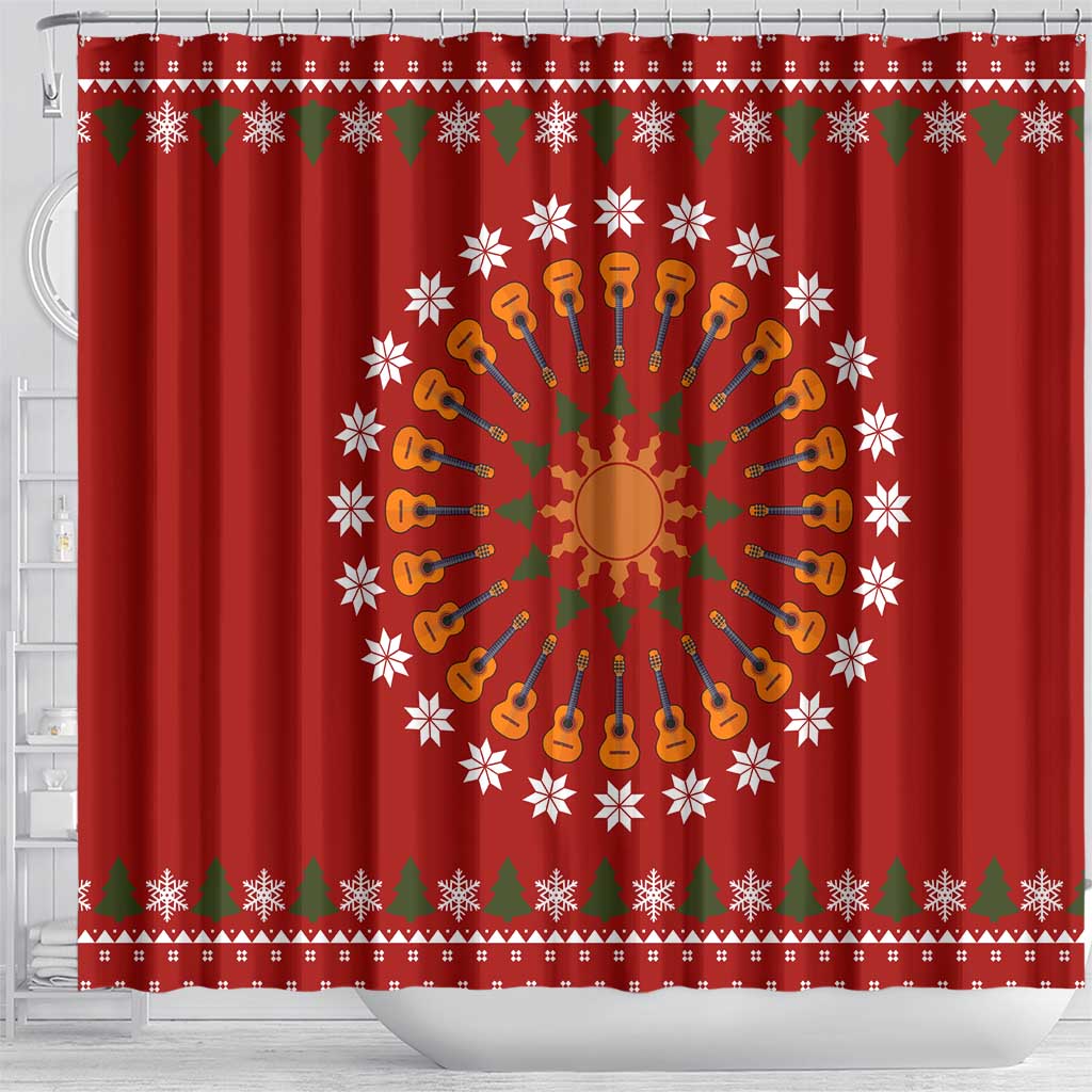 Guitar Lover Christmas Shower Curtain Xmas Holiday Patterns - Wonder Print Shop