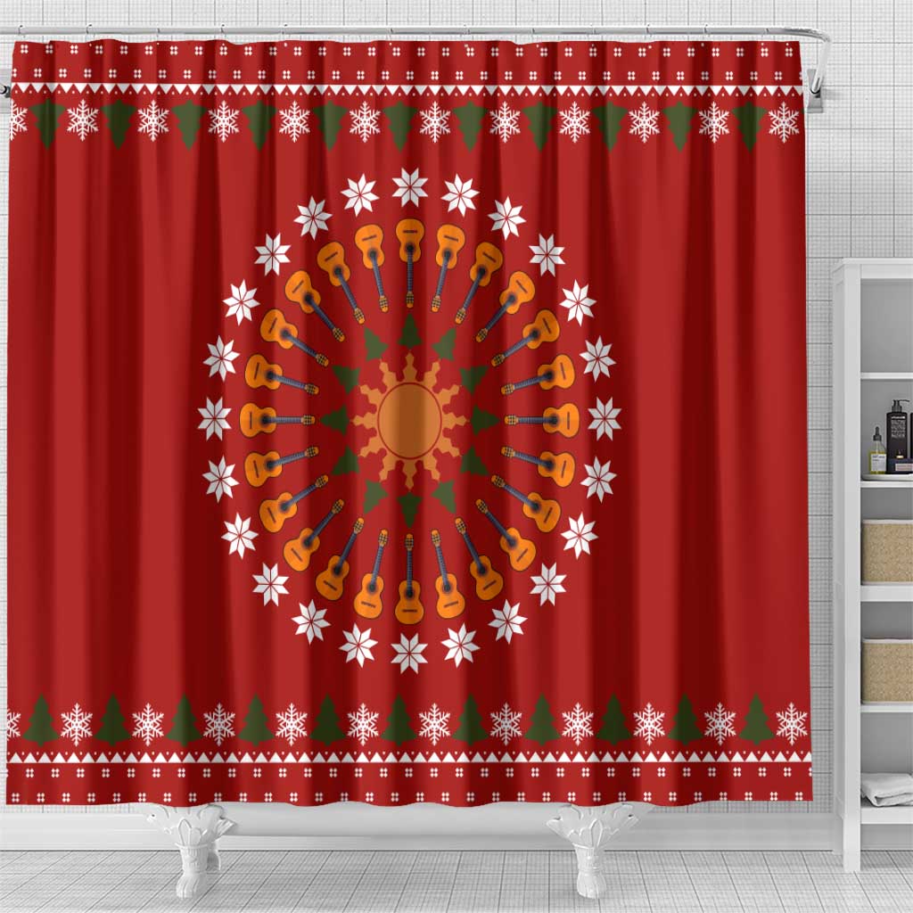 Guitar Lover Christmas Shower Curtain Xmas Holiday Patterns - Wonder Print Shop