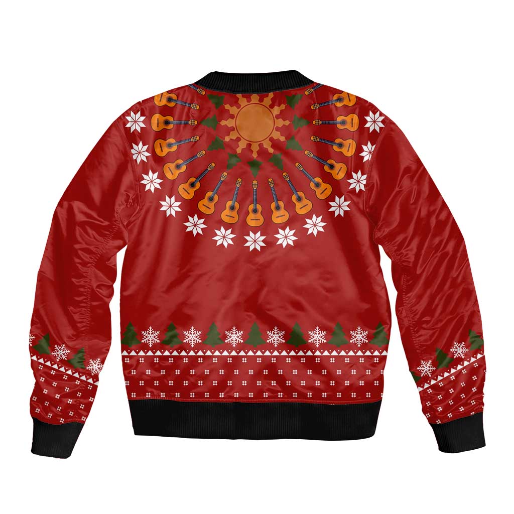 Guitar Lover Christmas Sleeve Zip Bomber Jacket Xmas Holiday Patterns - Wonder Print Shop