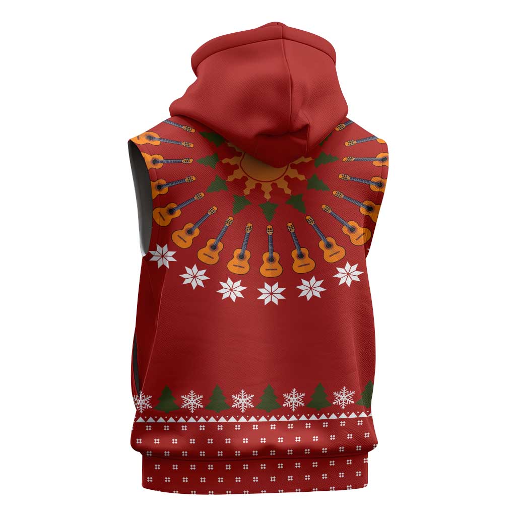 Guitar Lover Christmas Sleeveless Hoodie Xmas Holiday Patterns - Wonder Print Shop