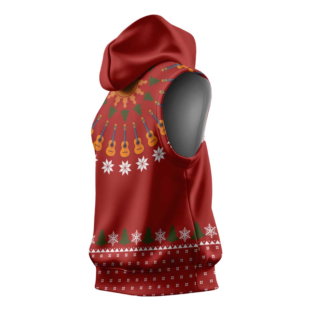 Guitar Lover Christmas Sleeveless Hoodie Xmas Holiday Patterns - Wonder Print Shop
