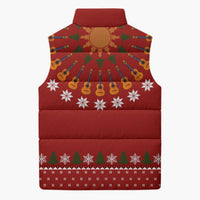 Guitar Lover Christmas Sleeveless Puffer Jacket Xmas Holiday Patterns - Wonder Print Shop
