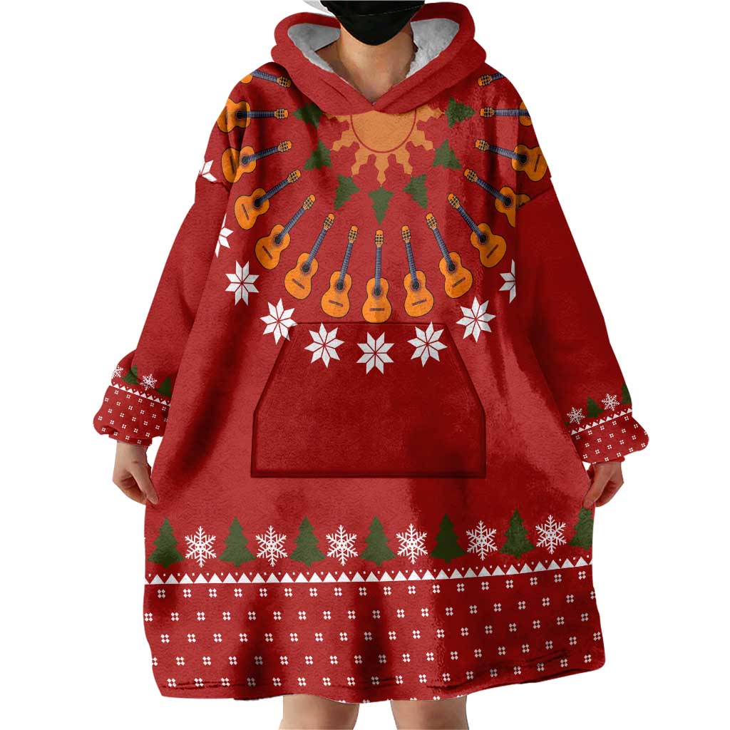 Guitar Lover Christmas Wearable Blanket Hoodie Xmas Holiday Patterns - Wonder Print Shop
