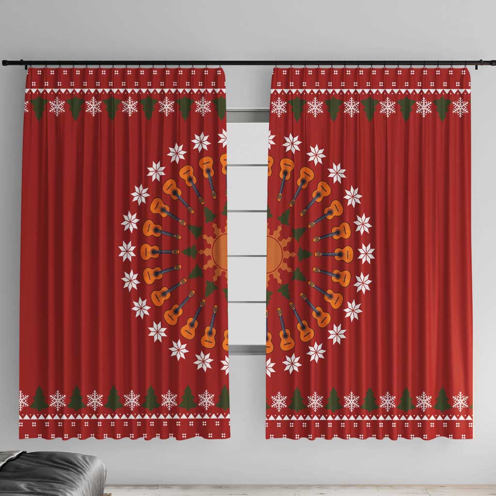Guitar Lover Christmas Window Curtain Xmas Holiday Patterns - Wonder Print Shop
