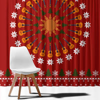Guitar Lover Christmas Window Curtain Xmas Holiday Patterns - Wonder Print Shop