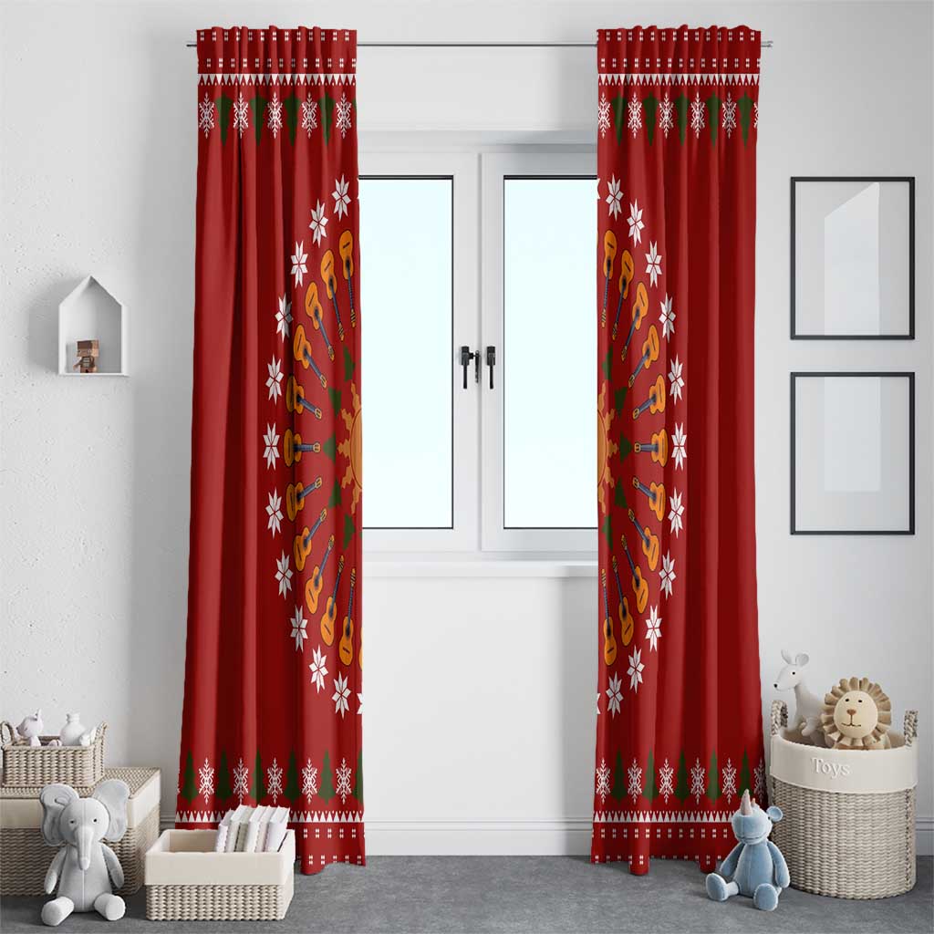 Guitar Lover Christmas Window Curtain Xmas Holiday Patterns - Wonder Print Shop