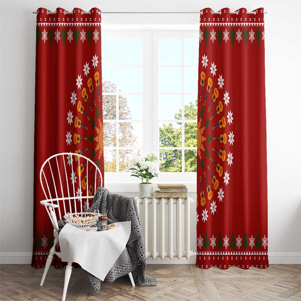 Guitar Lover Christmas Window Curtain Xmas Holiday Patterns - Wonder Print Shop