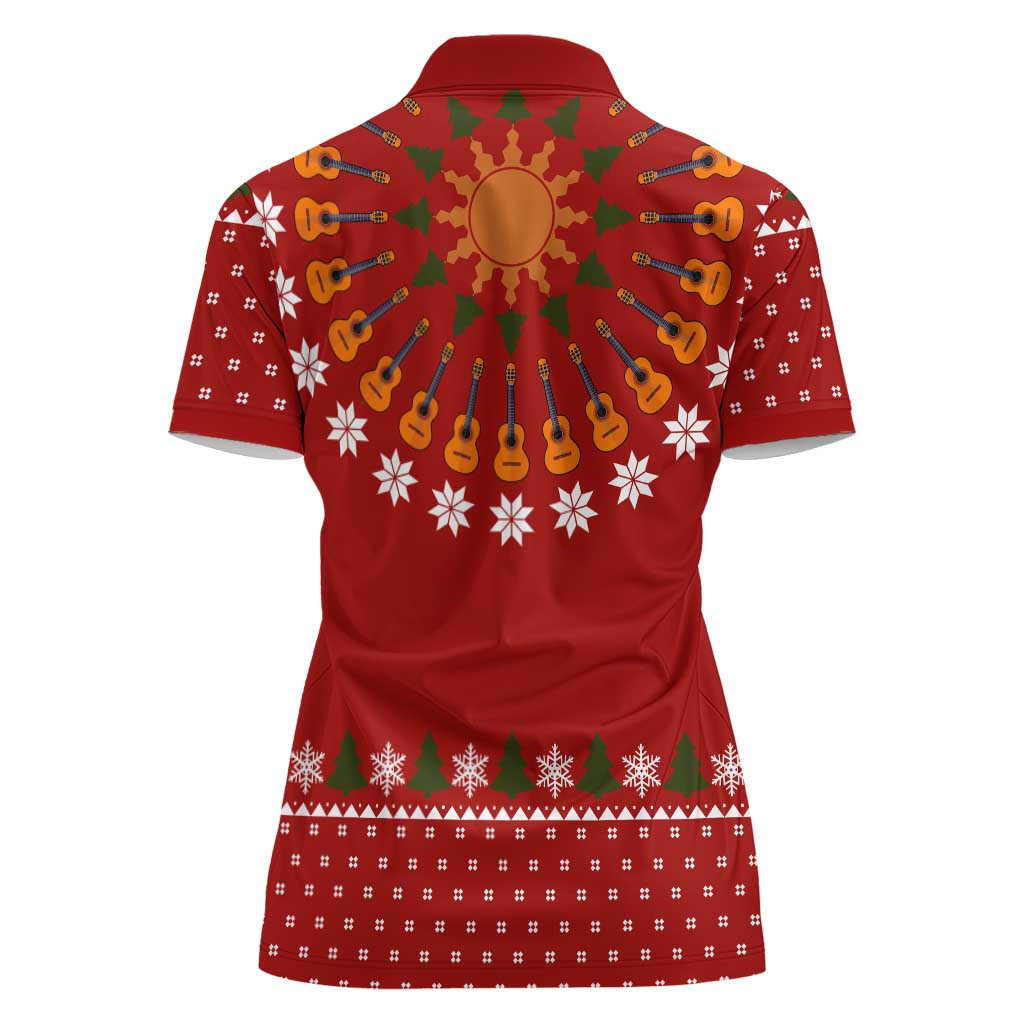Guitar Lover Christmas Women Polo Shirt Xmas Holiday Patterns - Wonder Print Shop
