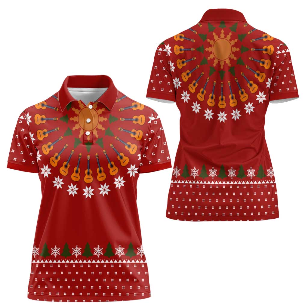Guitar Lover Christmas Women Polo Shirt Xmas Holiday Patterns - Wonder Print Shop