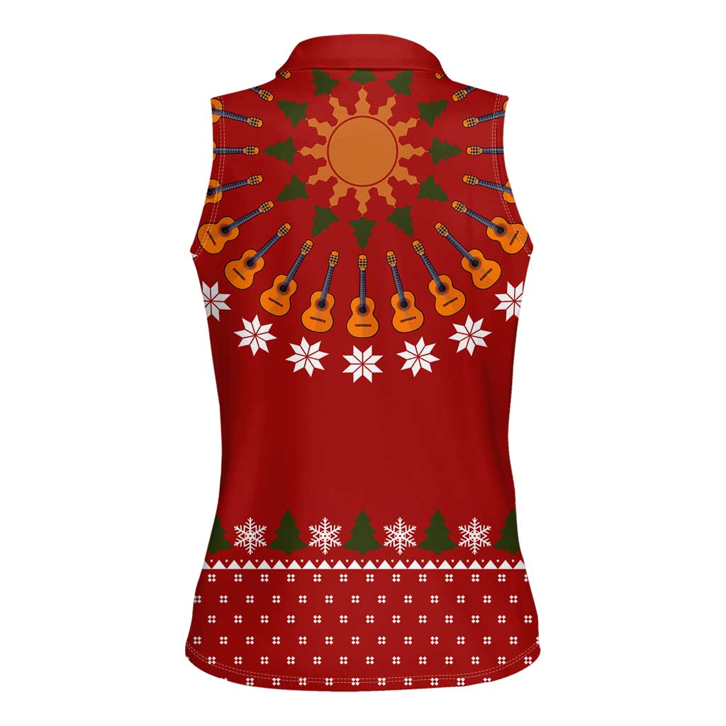 Guitar Lover Christmas Women Sleeveless Polo Shirt Xmas Holiday Patterns - Wonder Print Shop