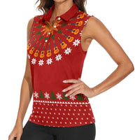 Guitar Lover Christmas Women Sleeveless Polo Shirt Xmas Holiday Patterns - Wonder Print Shop
