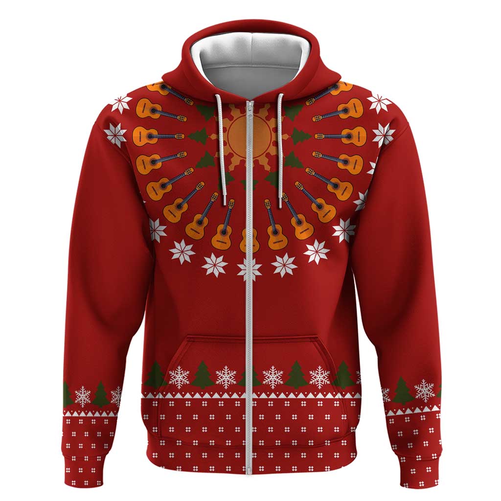 Guitar Lover Christmas Zip Hoodie Xmas Holiday Patterns - undefined