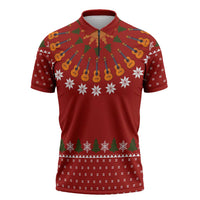 Guitar Lover Christmas Zipper Polo Shirt Xmas Holiday Patterns - Wonder Print Shop