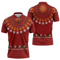 Guitar Lover Christmas Zipper Polo Shirt Xmas Holiday Patterns - Wonder Print Shop