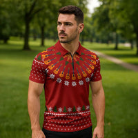 Guitar Lover Christmas Zipper Polo Shirt Xmas Holiday Patterns - Wonder Print Shop