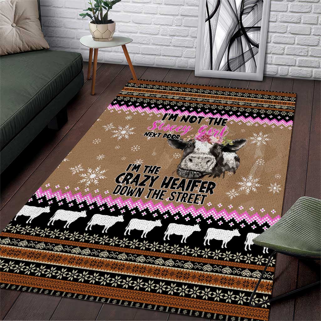 The Crazy Heifer Christmas Area Rug Xmas Holiday Patterns - Wonder Print Shop