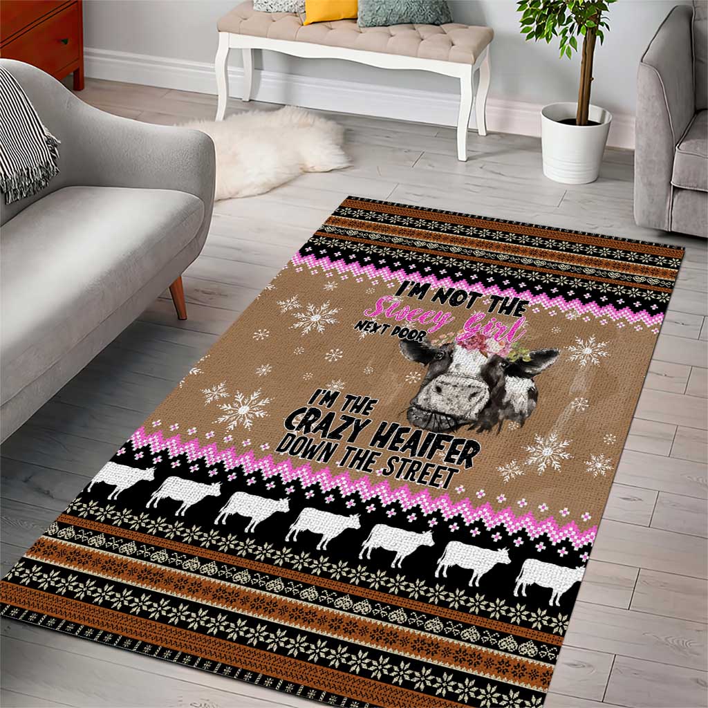 The Crazy Heifer Christmas Area Rug Xmas Holiday Patterns - Wonder Print Shop