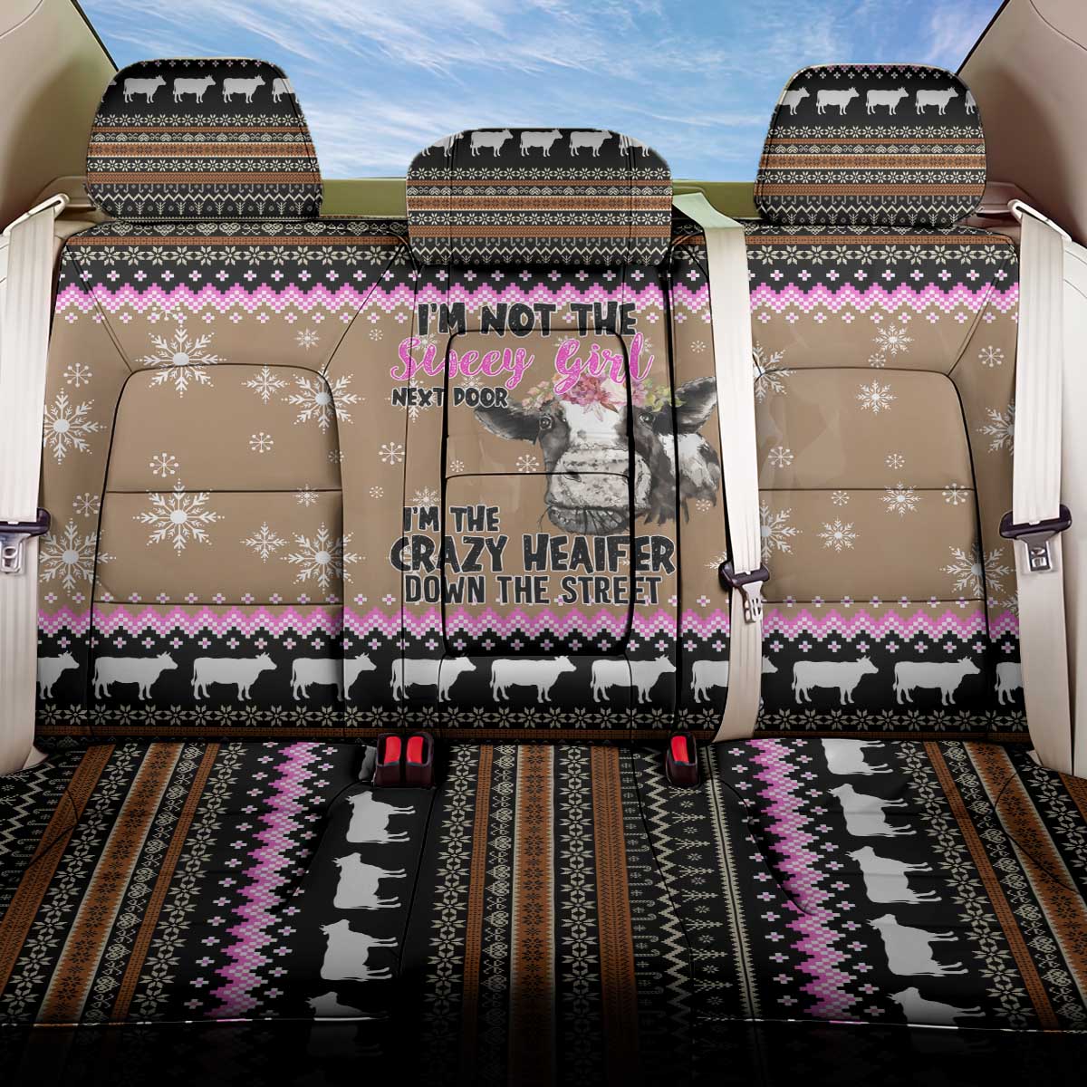 The Crazy Heifer Christmas Back Car Seat Cover Xmas Holiday Patterns - Wonder Print Shop