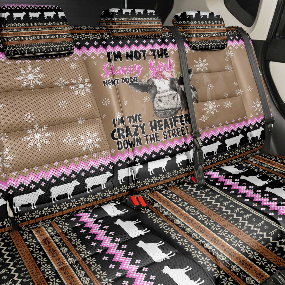 The Crazy Heifer Christmas Back Car Seat Cover Xmas Holiday Patterns - Wonder Print Shop