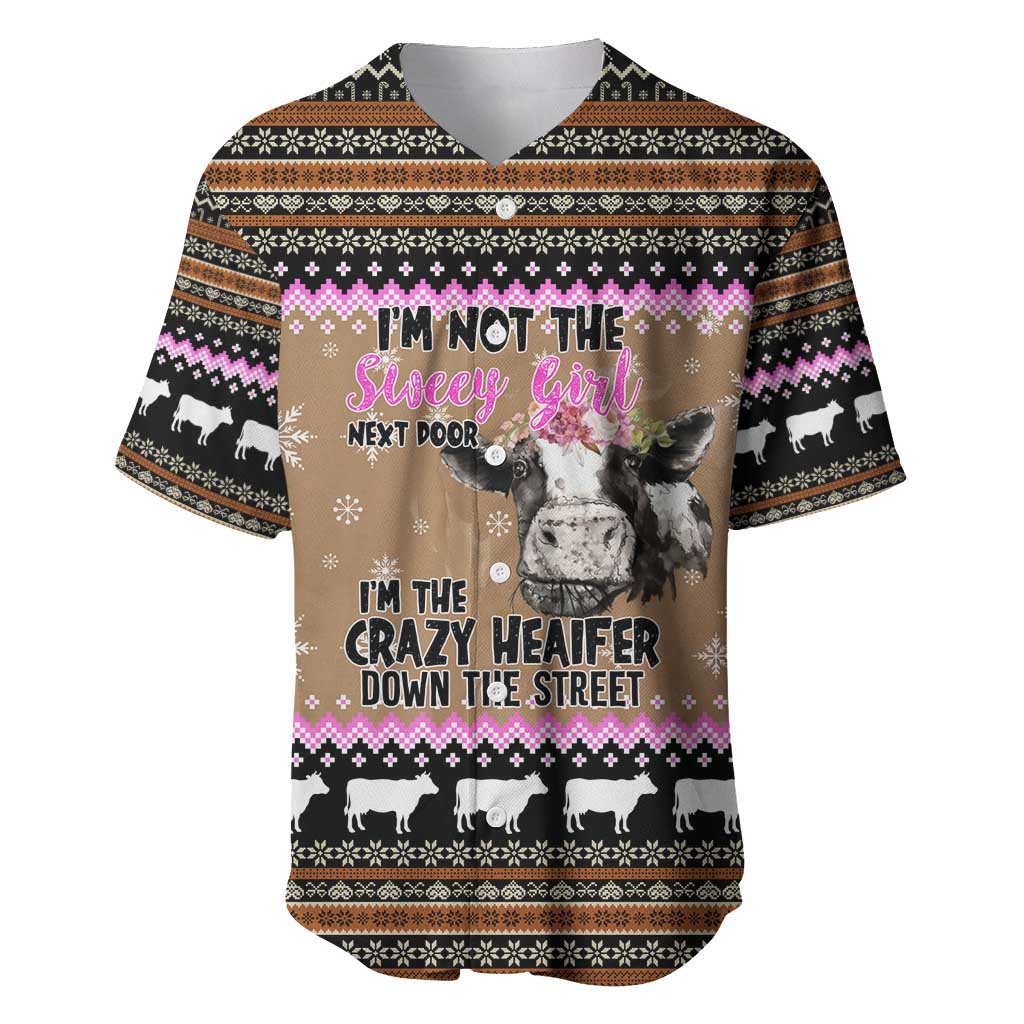 The Crazy Heifer Christmas Baseball Jersey Xmas Holiday Patterns - Wonder Print Shop