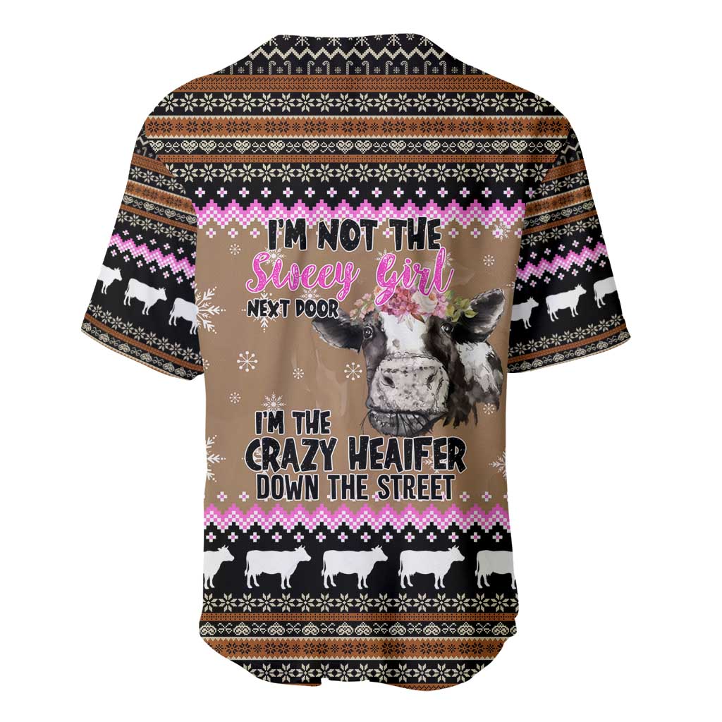 The Crazy Heifer Christmas Baseball Jersey Xmas Holiday Patterns - Wonder Print Shop