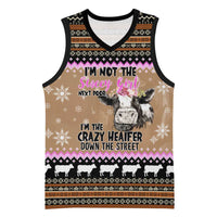 The Crazy Heifer Christmas Basketball Jersey Xmas Holiday Patterns - Wonder Print Shop