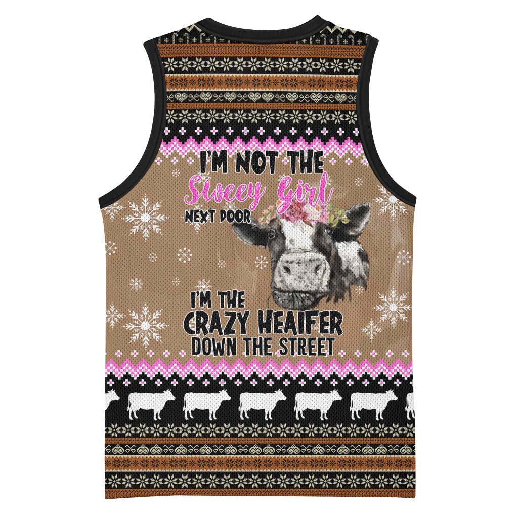 The Crazy Heifer Christmas Basketball Jersey Xmas Holiday Patterns - Wonder Print Shop