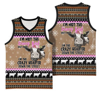 The Crazy Heifer Christmas Basketball Jersey Xmas Holiday Patterns - Wonder Print Shop