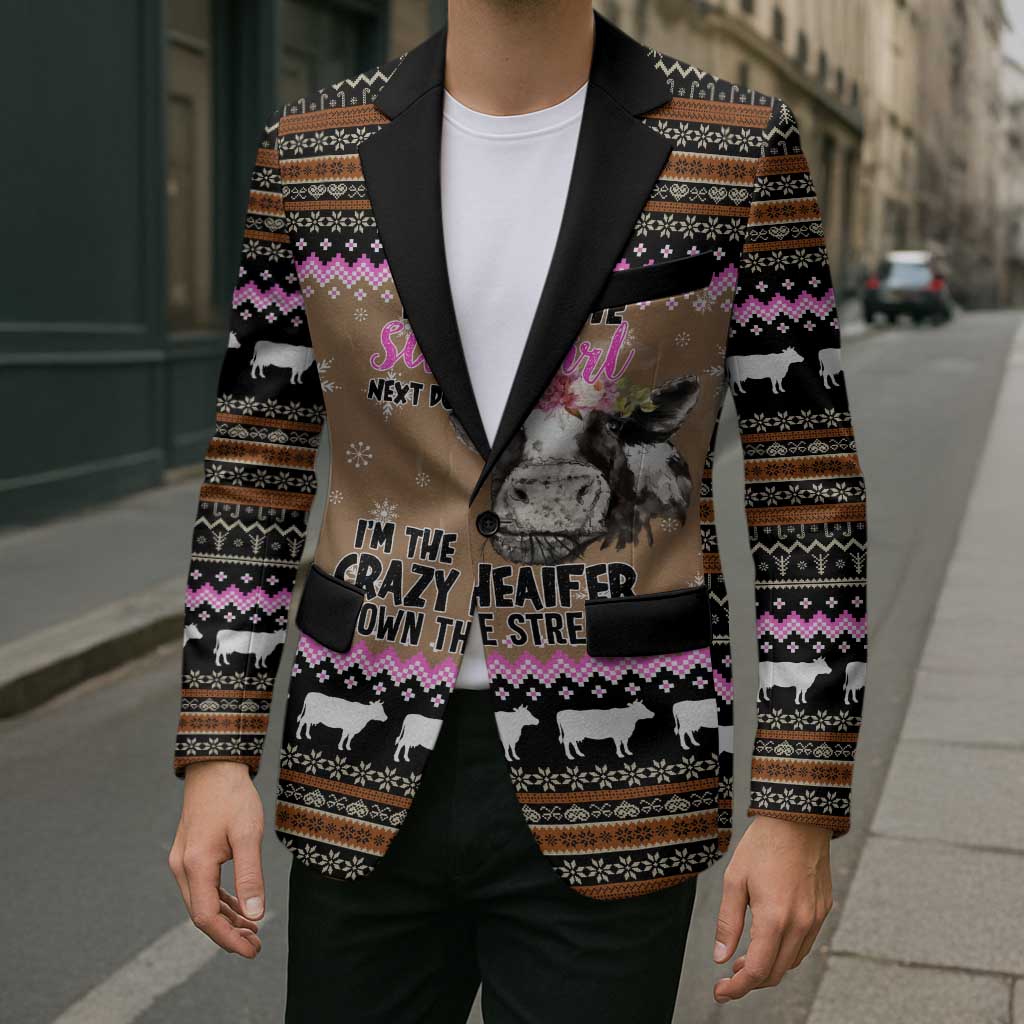 The Crazy Heifer Christmas Blazer Xmas Holiday Patterns - Wonder Print Shop