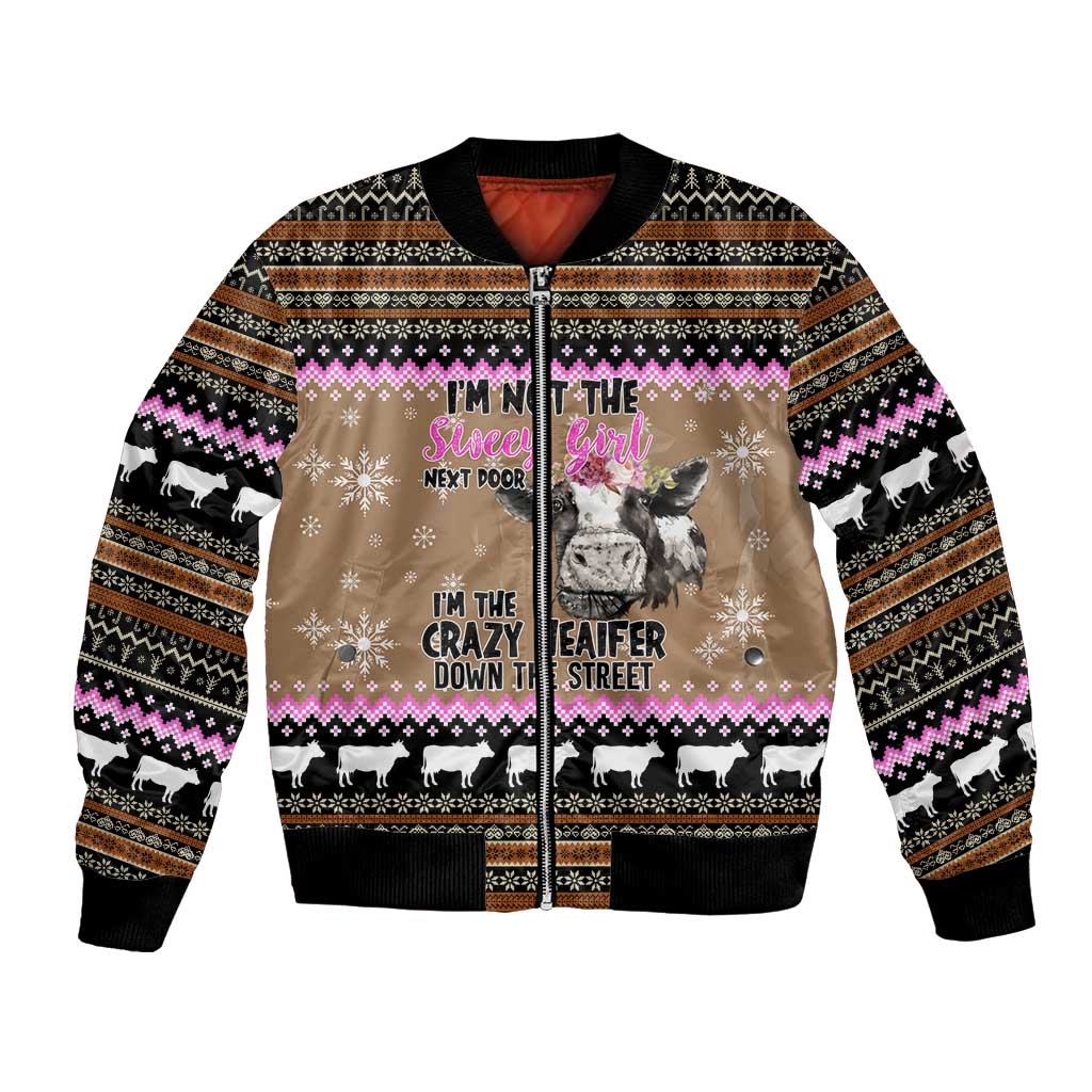 The Crazy Heifer Christmas Bomber Jacket Xmas Holiday Patterns - Wonder Print Shop
