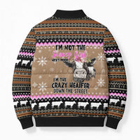 The Crazy Heifer Christmas Bomber Puffer Jacket Xmas Holiday Patterns - Wonder Print Shop