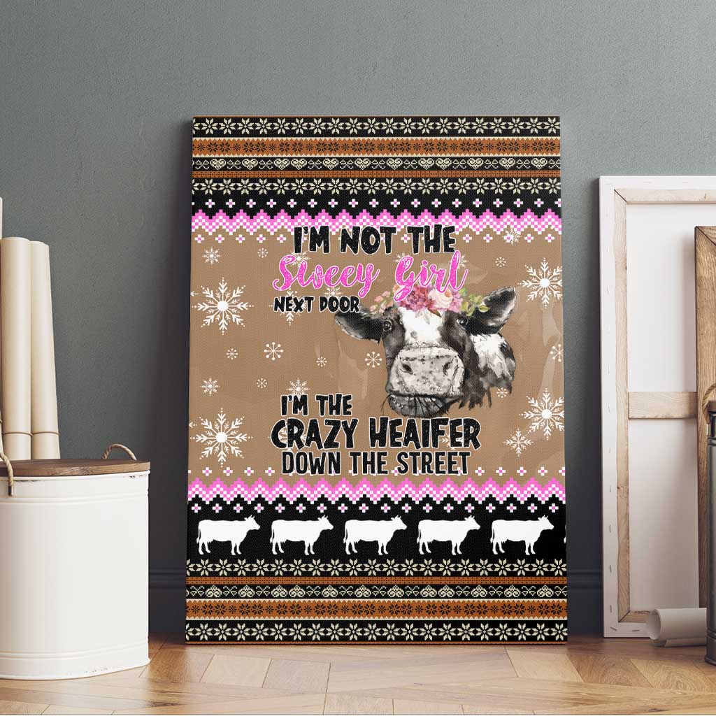 The Crazy Heifer Christmas Canvas Wall Art Xmas Holiday Patterns - Wonder Print Shop