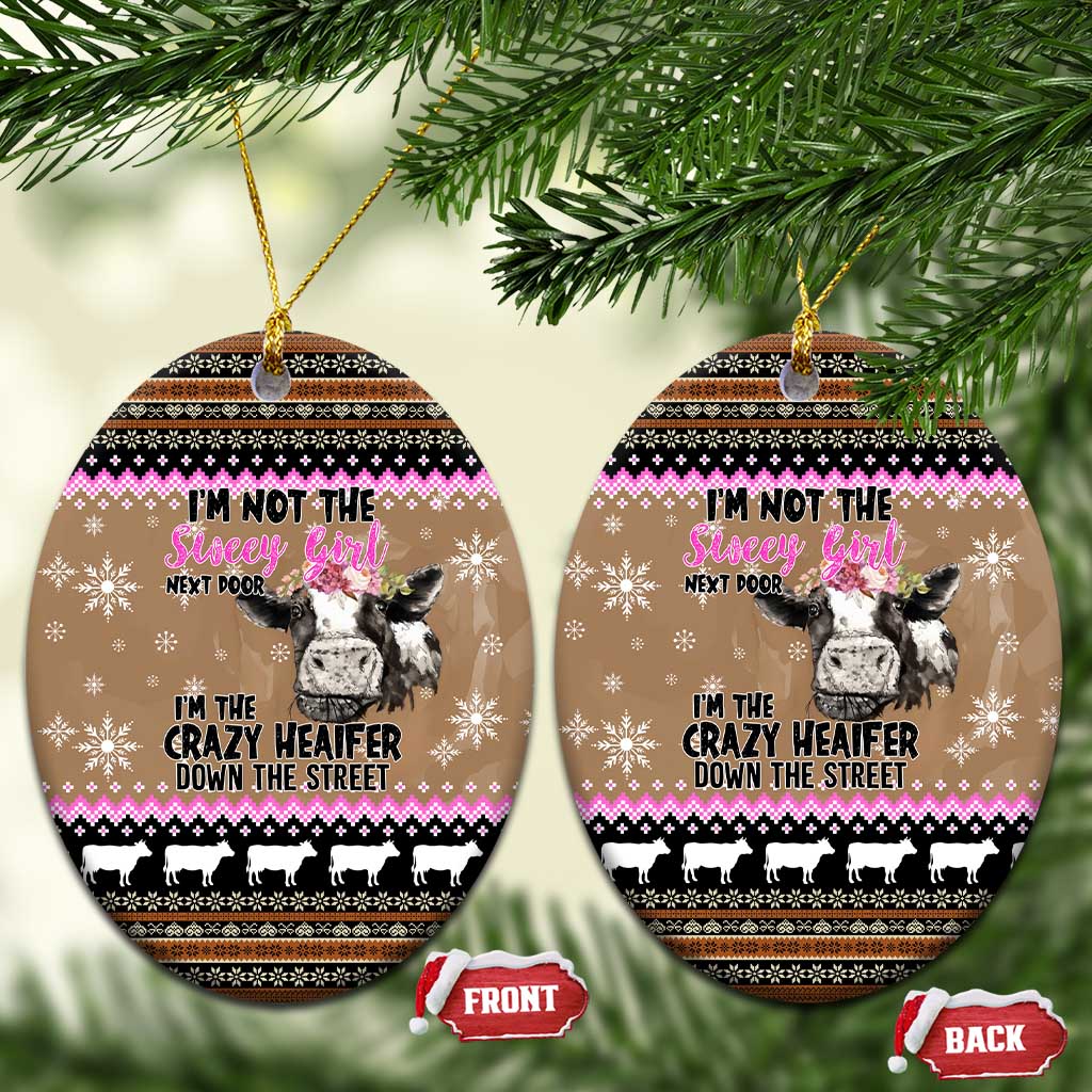 The Crazy Heifer Christmas Ceramic Ornament Xmas Holiday Patterns - Wonder Print Shop