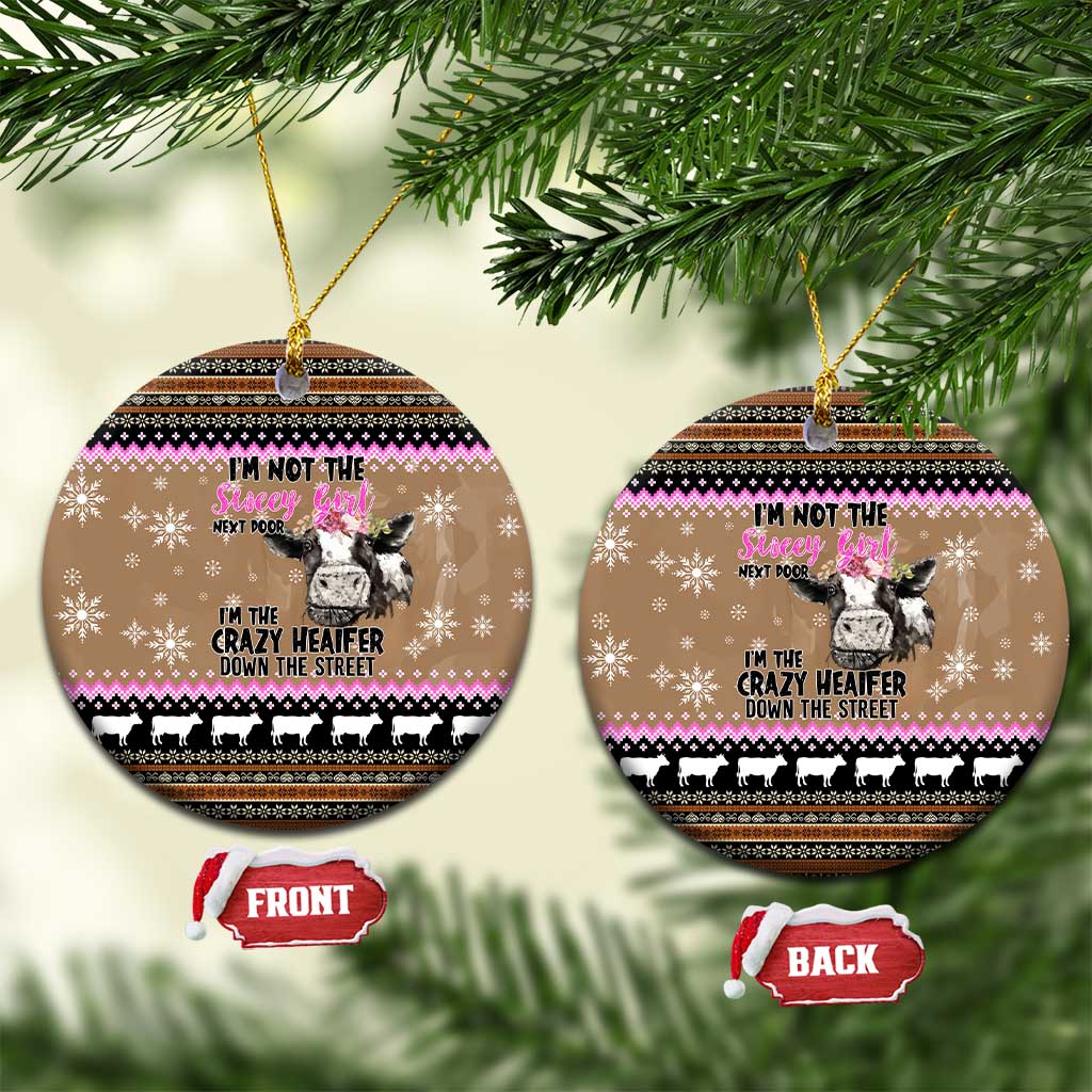 The Crazy Heifer Christmas Ceramic Ornament Xmas Holiday Patterns - Wonder Print Shop