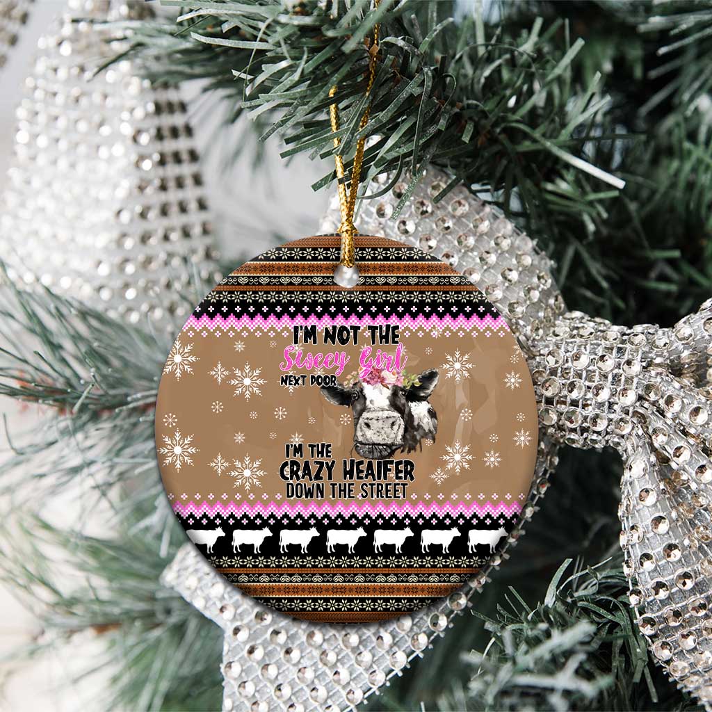 The Crazy Heifer Christmas Ceramic Ornament Xmas Holiday Patterns - Wonder Print Shop