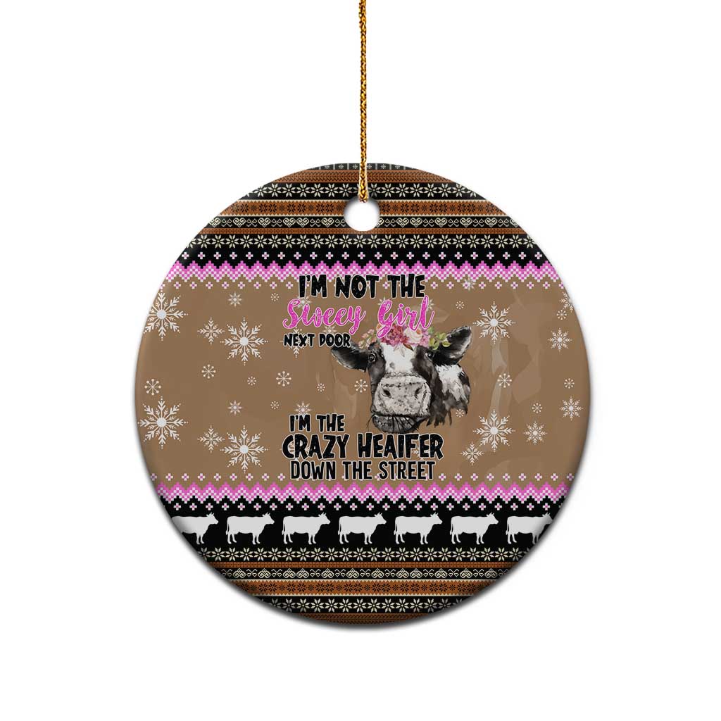 The Crazy Heifer Christmas Ceramic Ornament Xmas Holiday Patterns - Wonder Print Shop