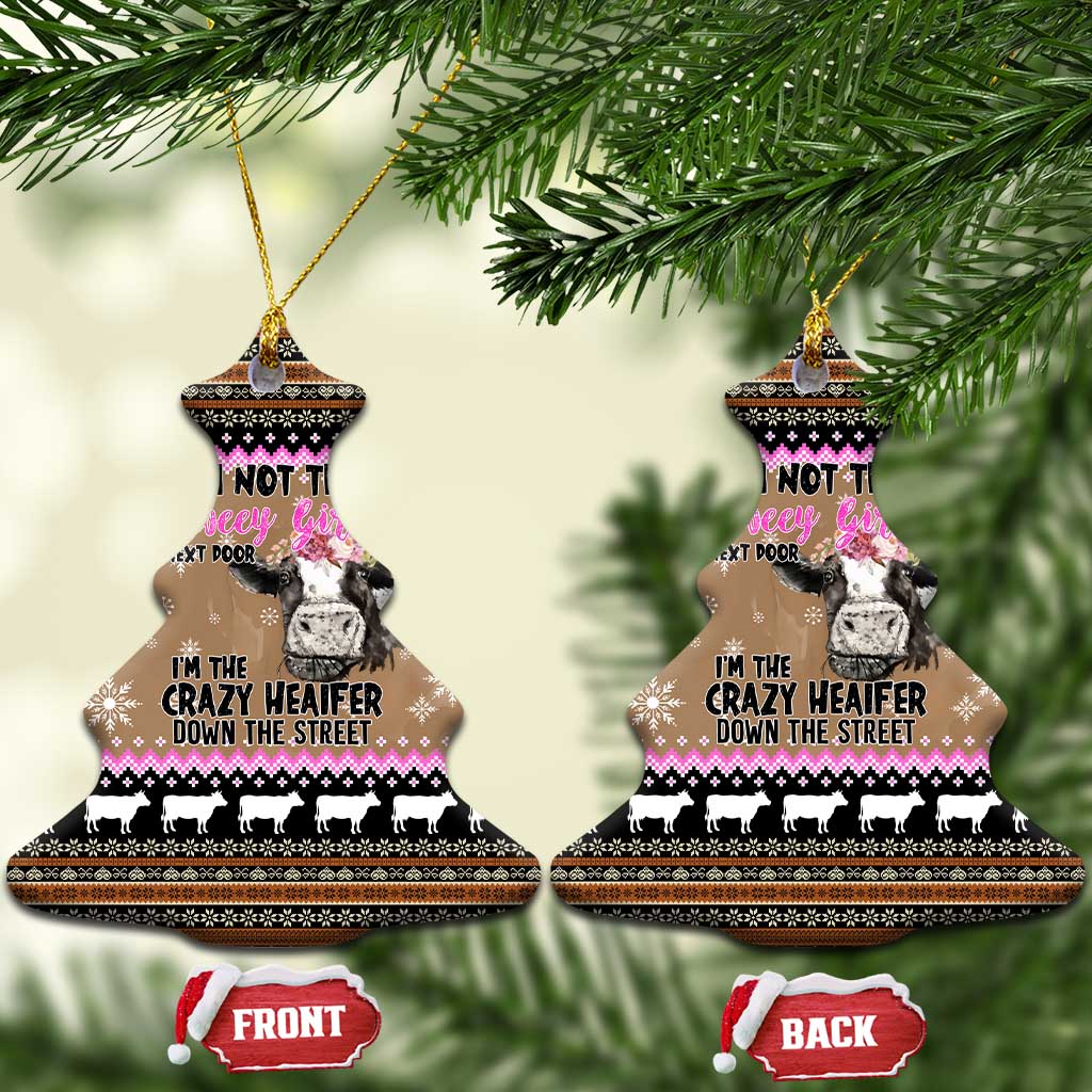 The Crazy Heifer Christmas Ceramic Ornament Xmas Holiday Patterns - Wonder Print Shop