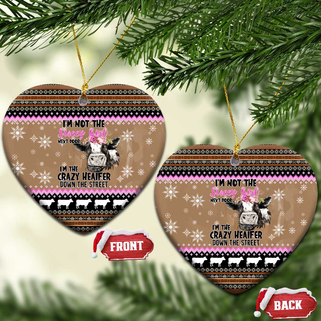 The Crazy Heifer Christmas Ceramic Ornament Xmas Holiday Patterns - Wonder Print Shop