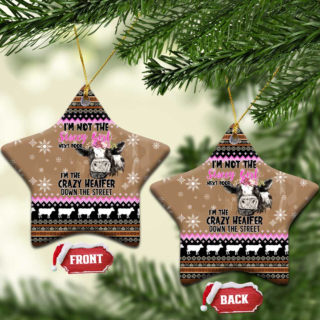 The Crazy Heifer Christmas Ceramic Ornament Xmas Holiday Patterns - Wonder Print Shop