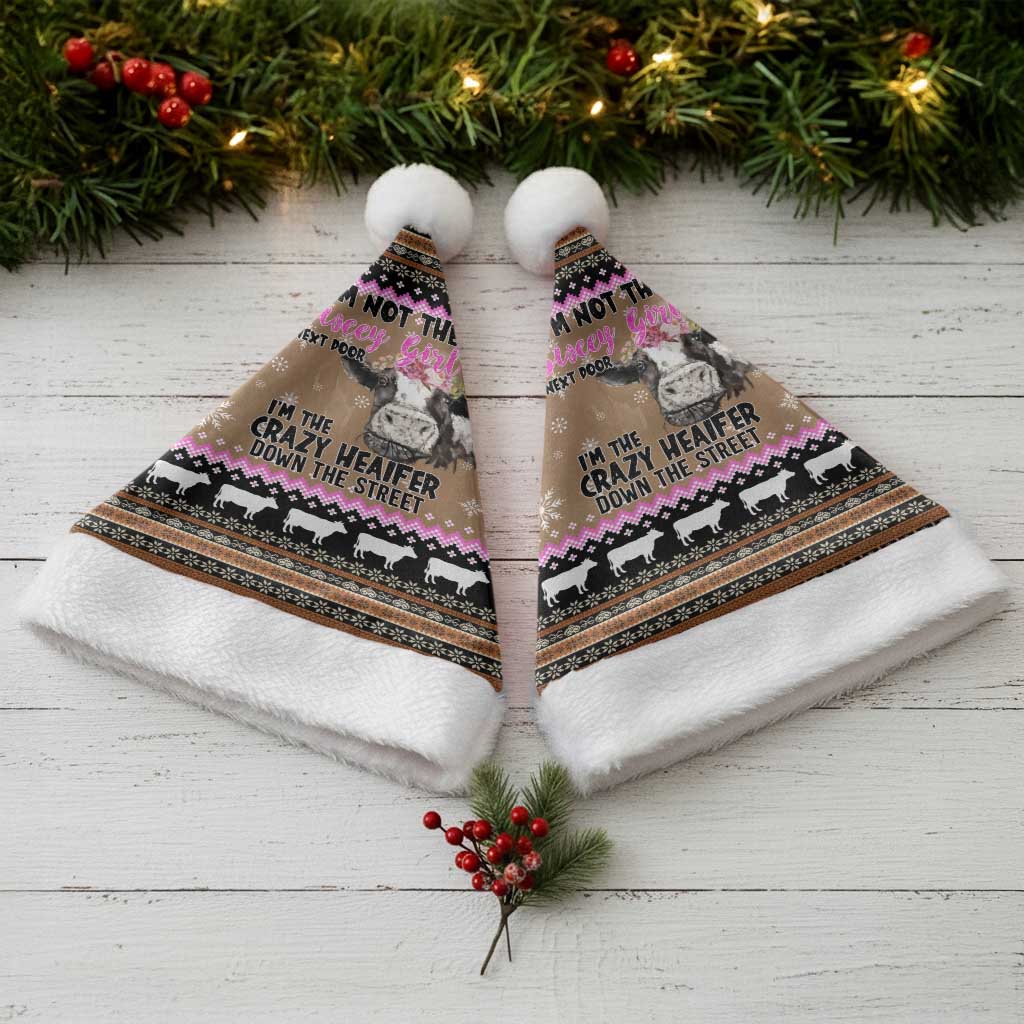 The Crazy Heifer Christmas Santa Hat Xmas Holiday Patterns - Wonder Print Shop