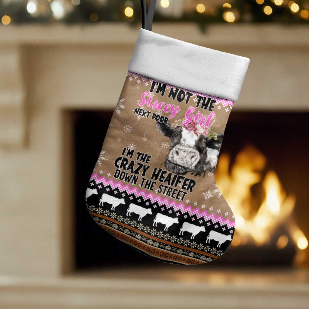 The Crazy Heifer Christmas Stocking Xmas Holiday Patterns - Wonder Print Shop