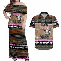The Crazy Heifer Christmas Couples Matching Off Shoulder Maxi Dress and Hawaiian Shirt Xmas Holiday Patterns - Wonder Print Shop