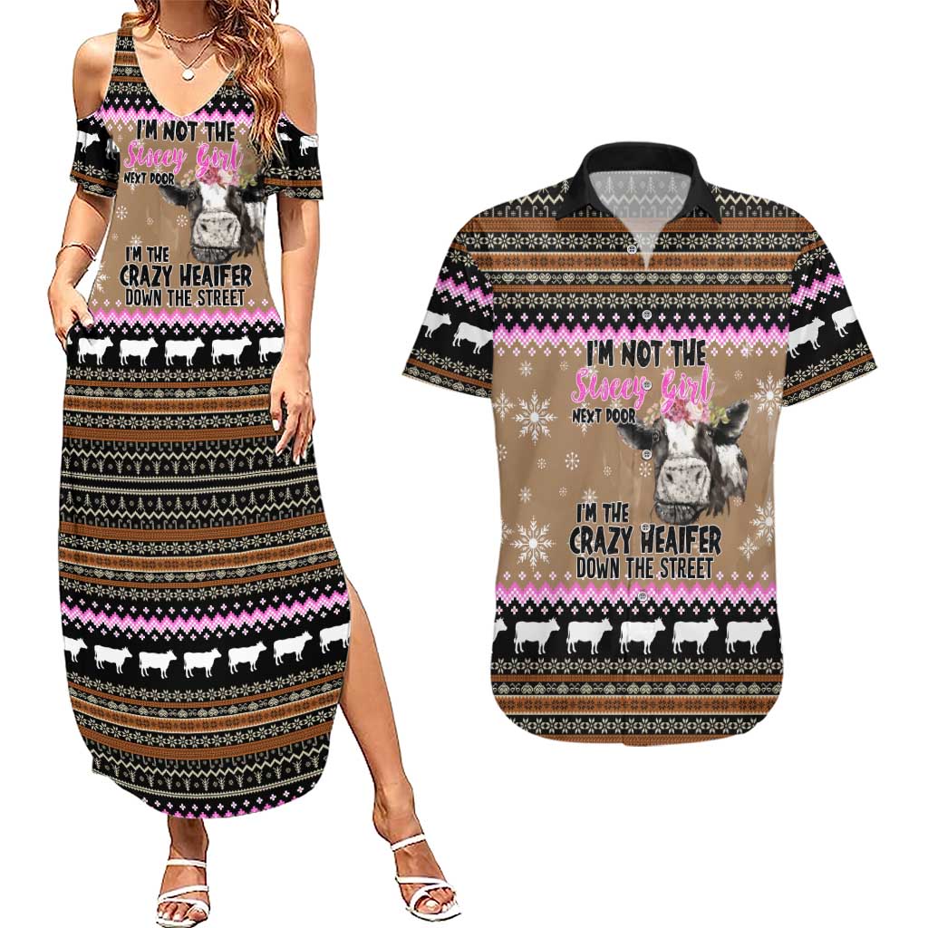 The Crazy Heifer Christmas Couples Matching Summer Maxi Dress and Hawaiian Shirt Xmas Holiday Patterns - Wonder Print Shop