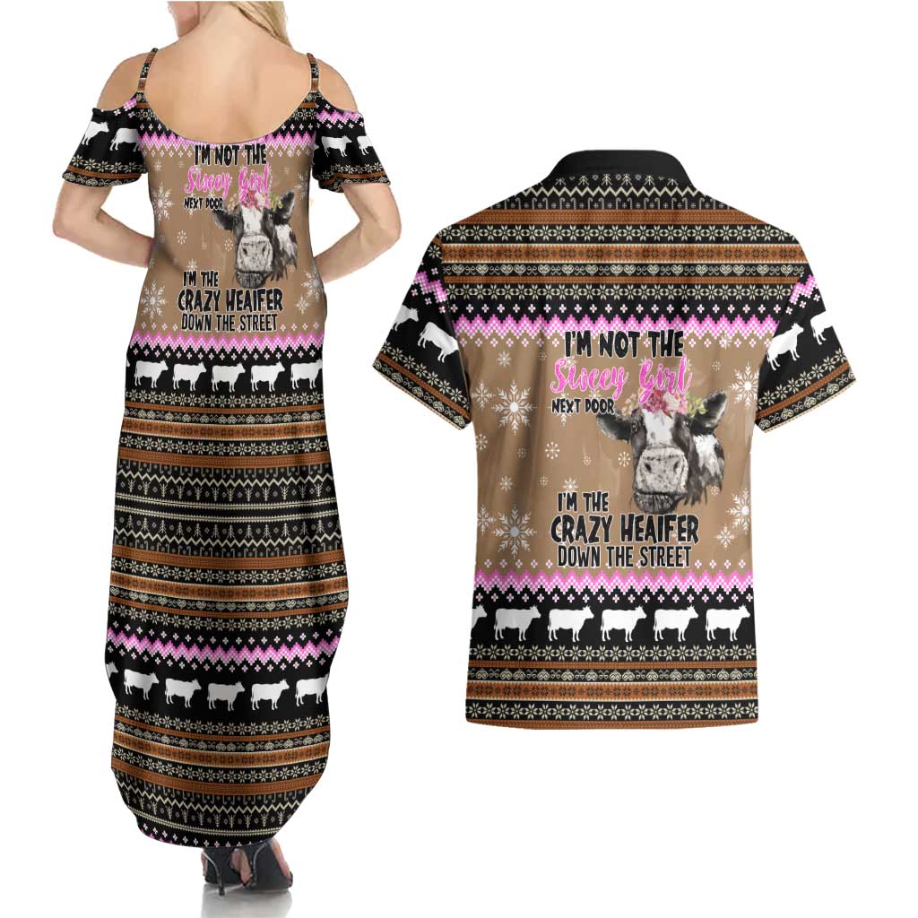 The Crazy Heifer Christmas Couples Matching Summer Maxi Dress and Hawaiian Shirt Xmas Holiday Patterns - Wonder Print Shop