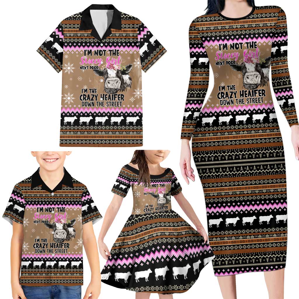 The Crazy Heifer Christmas Family Matching Long Sleeve Bodycon Dress and Hawaiian Shirt Xmas Holiday Patterns - Wonder Print Shop
