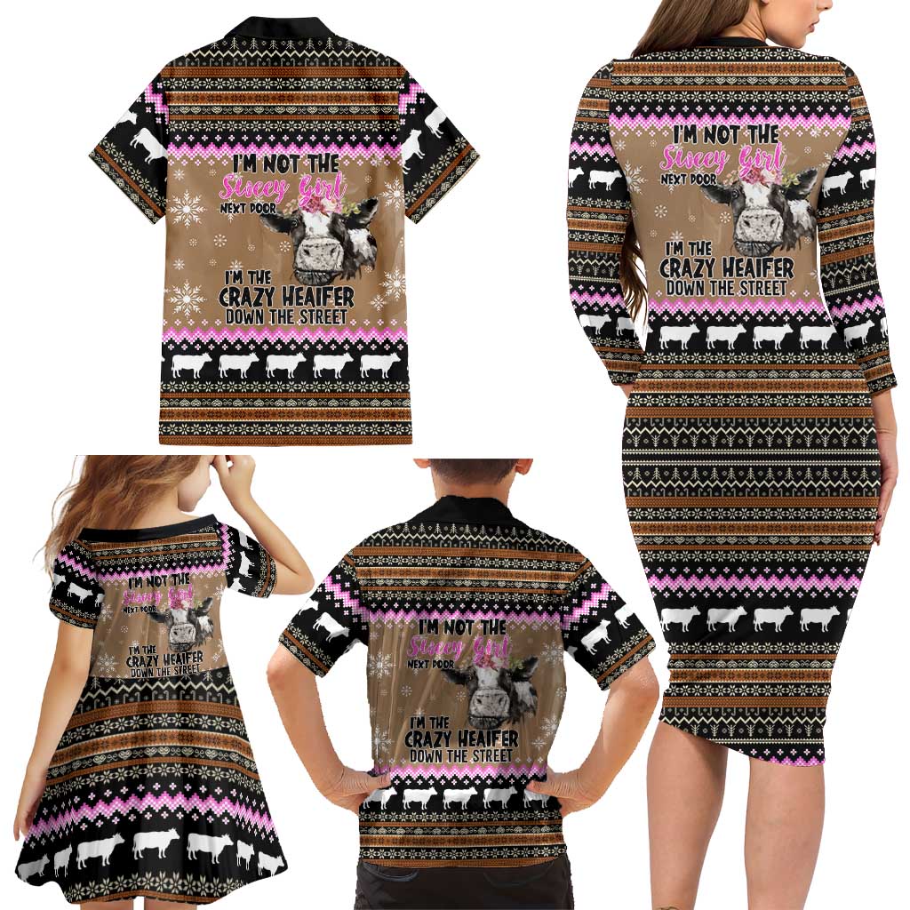 The Crazy Heifer Christmas Family Matching Long Sleeve Bodycon Dress and Hawaiian Shirt Xmas Holiday Patterns - Wonder Print Shop