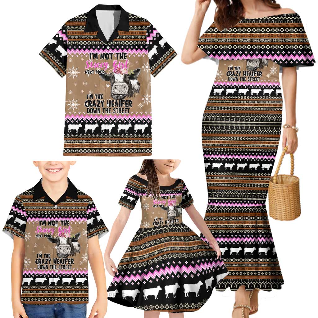 The Crazy Heifer Christmas Family Matching Mermaid Dress and Hawaiian Shirt Xmas Holiday Patterns - Wonder Print Shop